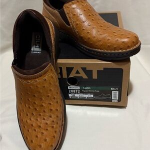Ariat Women's Cognac Ostrich Print Loafers